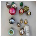 Mercury Glass Spheres, Balls, Double indents, Teardrop Christmas Ornaments