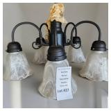5-Light Traditional Chandelier W Swirled Alabaster Frosted Glass Bell Shades