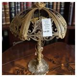 Art Nouveau Gothic Style Metal Filigree Vine Lily Pad Motif Table lamp