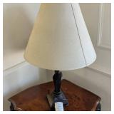 Black Table Lamp W Twisted Base Design & Cream Lamp Shade