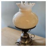 Gone with the Wind Parlor Lamp W Brass Base & White Milk Glass Shade