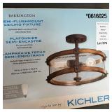 Kichler Barrington #38171A Light Fixture W:Wood Tone Finish & Clear Seeded Glass