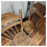 Colonial Style Wooden Stickback Kitchen Chair W Turned Legs (Lot of 2)