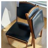 2 Stakmore Company Wood Folding Chairs W Black Upholstered Seats