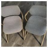 Hugh Acton Chrome Frame Action Stacker Chairs W Gray Fabric Upholstery Set of 2 