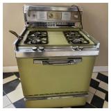 60s 70s Roper Avocado Green Four Burner Gas Range Self Cleaning Oven