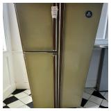 60s:70s Avocado Green Westinghouse 3-Door Refrigerator W:Wood Grain Trim 
