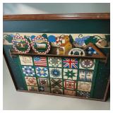 Framed Patchwork Display Folk Art Farmhouse Wall Art