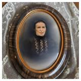 Hand-Highlighted 1920s Portrait In Oval Ogee Frame W Bubble Glass (1)