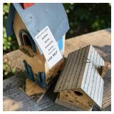 Rustic Hand-Painted Wooden Birdhouses (Lot of 2)