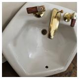 Kohler Art Deco Hexagonal Cast Iron Sink W Gold Faucet &