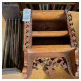 Antique Hand-Carved Wooden Wall Pocket Letter Shelf W Relief Carved Bird