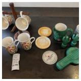 Treasure Craft Ceramic Saguaro Cactus Salt & Pepper Shakers, Spoon Rest 