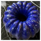 Cobalt Blue White Cast Iron Bundt Cake Mold