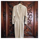 Leslie Fay White Belted Midi Dress W Long Sleeves & Tuxedo Collar (Sz 10) copy