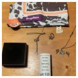Crystal Ring, Anchor Pendant Necklace, Palm Tree Necklace & Earring Set 