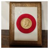 United States Kennedy Half Dollar Coin Mounted On Wood Display Frame