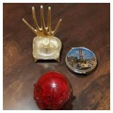 Viking Glass Ruby Red Butterfly Candy Trinket Dish,  Hand Shaped Ring holder
