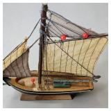 Wooden Model Traditional Flat-Bottomed Dutch Sailing Fishing Boat