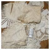 Antique Handmade Lace Pieces, Crochet Doilies & Table Linens 