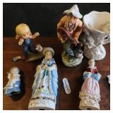 Capodimonte Porcelain Elderly Man Playing Instrument, Hand-Painted Figurines