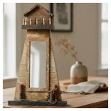 Distressed Barn Wood Nautical-Themed Trapezoidal Wall Mirror 