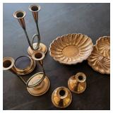 Gregorian Hammered Copper Serving Pieces - Serving Bowl, Candlesticks, Tray