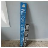 Wood Vertical Porch or Wall Signs - Welcome Friendship Wine Theme