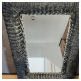 Black Wicker & Rattan Rectangular Wood Backed Wall Mirror 