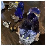Collectible Ceramic, Art Glass & Metal Song Birds & Penguins Lot