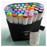 40 Alcohol-Based Brush Markers W/Case