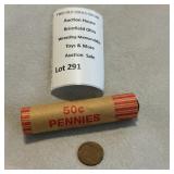 One Roll (50) of Circulated Wheat Pennies