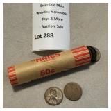 One Roll (50) of Circulated Wheat Pennies