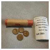 One Roll (50) of Circulated Wheat Pennies