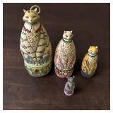 Jim Shore Set of 4 Nesting Cat Figurines & Mouse