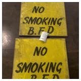 Homemade No Smoking Wall Sign Lot of 2