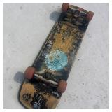 Vinatge Wood Deck Skateboard W/Red Wheels