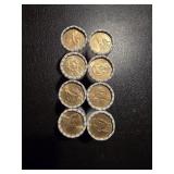 8 BANK SEALED ROLLS OF DOLLAR COINS