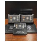 95,96,97 SILVER PROOF COIN SETS. IN CASES.