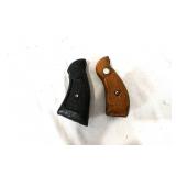 Two Pistol Grip Sets: Wood and Black Overlay