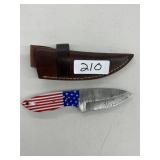 Damascus Steel Hunting Knife w/ Sheath