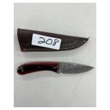 Damascus Steel Hunting Knife w/ Sheath