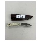 Damascus Steel Hunting Knife w/ Sheath