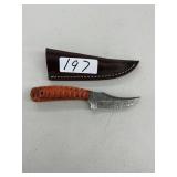 Damascus Steel Hunting Knife w/ Sheath