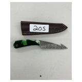 Damascus Steel Hunting Knife w/ Sheath