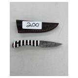 Damascus Steel Hunting Knife w/ Sheath