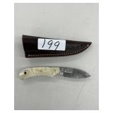 Damascus Steel Hunting Knife w/ Sheath