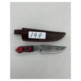 Damascus Steel Hunting Knife w/ Sheath