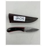 Damascus Steel Hunting Knife w/ Sheath