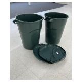 32 gal. HD Green Trashcans w/ Lids